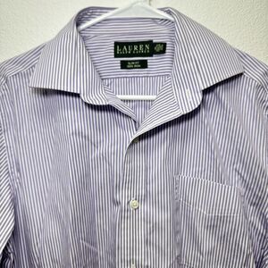 Lauren Ralph Lauren Shirt Mens 16 32/33 Purple Striped Long Sleeve Button Up